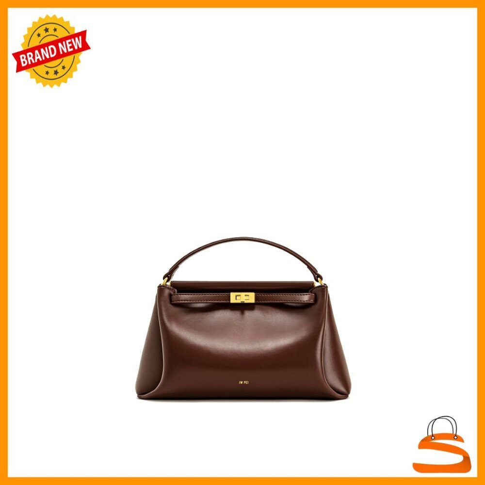 Vegan Leather Top Handle Crossbody Bag with Gold Hardware